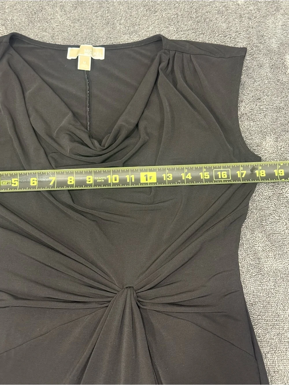 Michael Kors Black Cowl Neck Ruched Knot Sheath Dress Women M